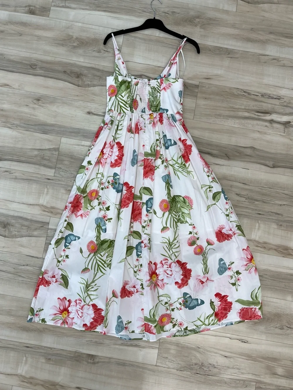 White Floral Maxi Dress with Red & Pink Blooms - Picture 2 of 3